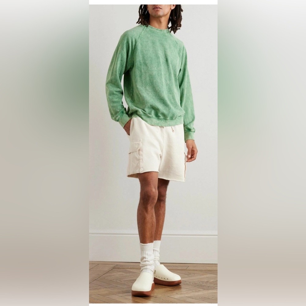 NWT Les Tien Straight-Leg Cotton-Jersey Drawstring Cargo Shorts -Neutrals large